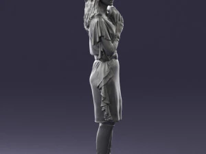 000558 Elegant Woman in Purple Dress Stylish Female Character 3D Model