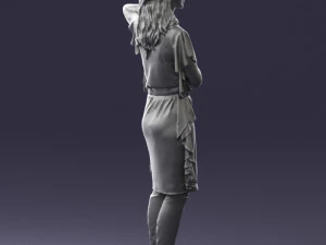 000558 Elegant Woman in Purple Dress Stylish Female Character 3D Model