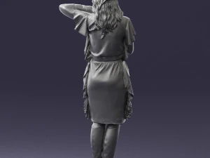 000558 Elegant Woman in Purple Dress Stylish Female Character 3D Model