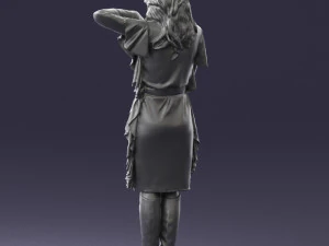 000558 Elegant Woman in Purple Dress Stylish Female Character 3D Model