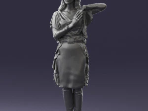 000558 Elegant Woman in Purple Dress Stylish Female Character 3D Model