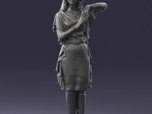 000558 Elegant Woman in Purple Dress Stylish Female Character 3D Model