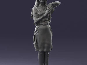 000558 Elegant Woman in Purple Dress Stylish Female Character 3D Model