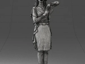 000558 Elegant Woman in Purple Dress Stylish Female Character 3D Model