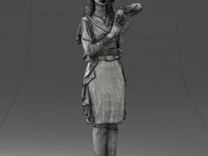 000558 Elegant Woman in Purple Dress Stylish Female Character 3D Model