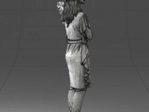 000558 Elegant Woman in Purple Dress Stylish Female Character 3D Model