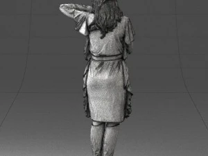 000558 Elegant Woman in Purple Dress Stylish Female Character 3D Model