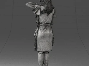 000558 Elegant Woman in Purple Dress Stylish Female Character 3D Model