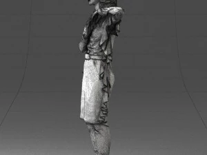 000558 Elegant Woman in Purple Dress Stylish Female Character 3D Model