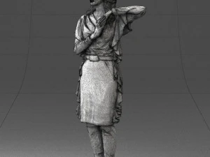 000558 Elegant Woman in Purple Dress Stylish Female Character 3D Model
