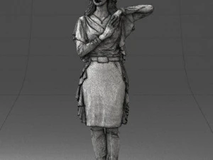 000558 Elegant Woman in Purple Dress Stylish Female Character 3D Model