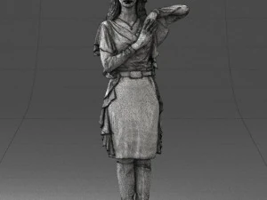 000558 Elegant Woman in Purple Dress Stylish Female Character 3D Model