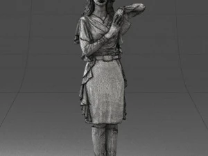 000558 Elegant Woman in Purple Dress Stylish Female Character 3D Model