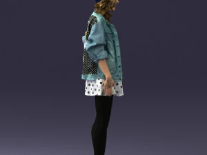 000561 Cute Casual Woman in Polka Dot Dress 3D Model