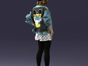 000561 Cute Casual Woman in Polka Dot Dress 3D Model
