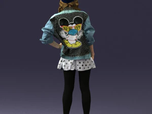 000561 Cute Casual Woman in Polka Dot Dress 3D Model
