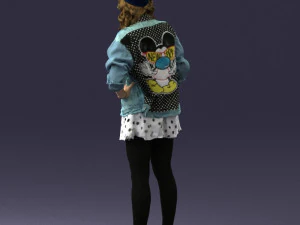 000561 Cute Casual Woman in Polka Dot Dress 3D Model