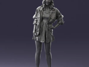 000561 Cute Casual Woman in Polka Dot Dress 3D Model