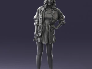 000561 Cute Casual Woman in Polka Dot Dress 3D Model