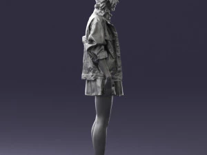 000561 Cute Casual Woman in Polka Dot Dress 3D Model