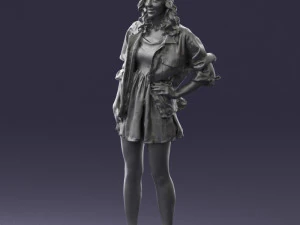 000561 Cute Casual Woman in Polka Dot Dress 3D Model