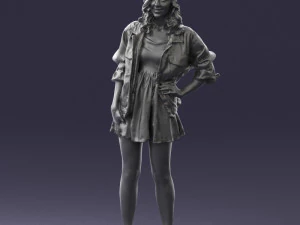 000561 Cute Casual Woman in Polka Dot Dress 3D Model