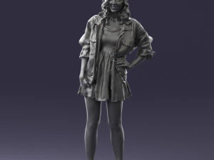 000561 Cute Casual Woman in Polka Dot Dress 3D Model