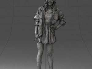 000561 Cute Casual Woman in Polka Dot Dress 3D Model