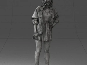 000561 Cute Casual Woman in Polka Dot Dress 3D Model