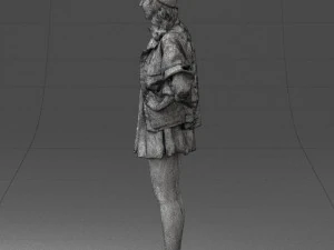000561 Cute Casual Woman in Polka Dot Dress 3D Model