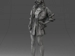 000561 Cute Casual Woman in Polka Dot Dress 3D Model