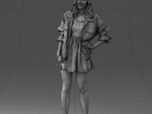 000561 Cute Casual Woman in Polka Dot Dress 3D Model
