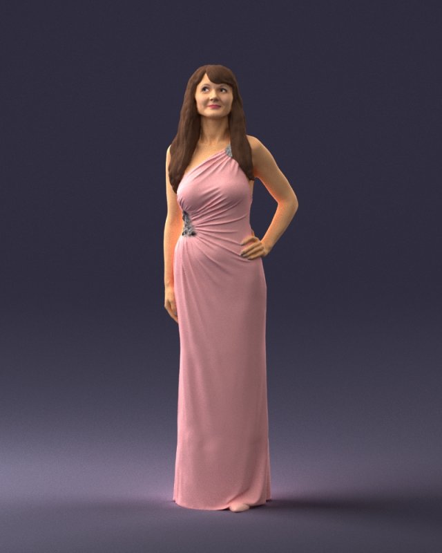 woman in pink dress 0228 3d print ready 3D Print Model .c4d .max .obj .3ds .fbx .stl .blend 