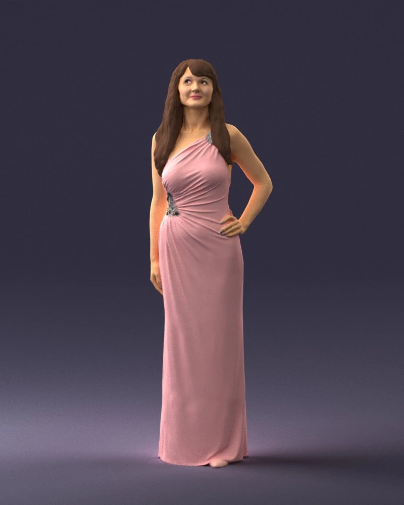 000564 Elegant Woman in Evening Dress Female Character 3d print ready 3D Print Model .c4d .max .obj .3ds .fbx .stl .blend 