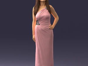 000564 Elegant Woman in Evening Dress Female Character 3d print ready 3D Print Model
