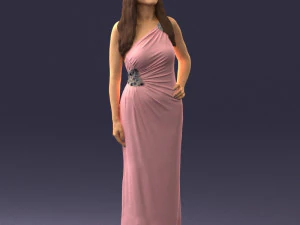 000564 Elegant Woman in Evening Dress Female Character 3d print ready 3D Print Model