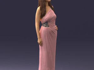 000564 Elegant Woman in Evening Dress Female Character 3d print ready 3D Print Model