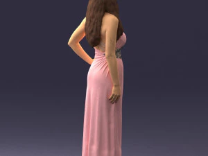000564 Elegant Woman in Evening Dress Female Character 3d print ready 3D Print Model