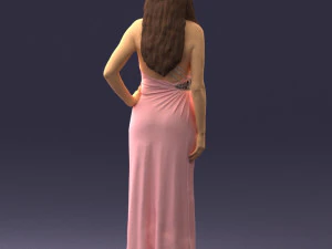 000564 Elegant Woman in Evening Dress Female Character 3d print ready 3D Print Model