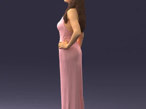 000564 Elegant Woman in Evening Dress Female Character 3d print ready 3D Print Model