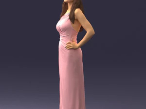 000564 Elegant Woman in Evening Dress Female Character 3d print ready 3D Print Model