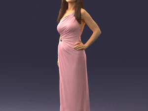 000564 Elegant Woman in Evening Dress Female Character 3d print ready 3D Print Model