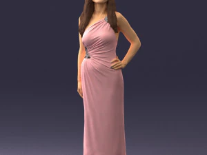000564 Elegant Woman in Evening Dress Female Character 3d print ready 3D Print Model