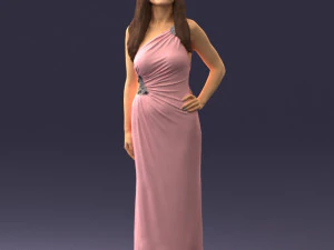 000564 Elegant Woman in Evening Dress Female Character 3d print ready 3D Print Model