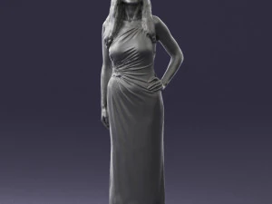 000564 Elegant Woman in Evening Dress Female Character 3d print ready 3D Print Model