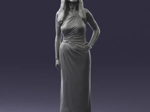 000564 Elegant Woman in Evening Dress Female Character 3d print ready 3D Print Model