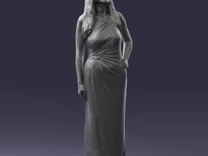 000564 Elegant Woman in Evening Dress Female Character 3d print ready 3D Print Model