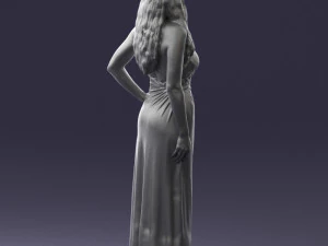 000564 Elegant Woman in Evening Dress Female Character 3d print ready 3D Print Model