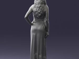 000564 Elegant Woman in Evening Dress Female Character 3d print ready 3D Print Model