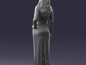 000564 Elegant Woman in Evening Dress Female Character 3d print ready 3D Print Model
